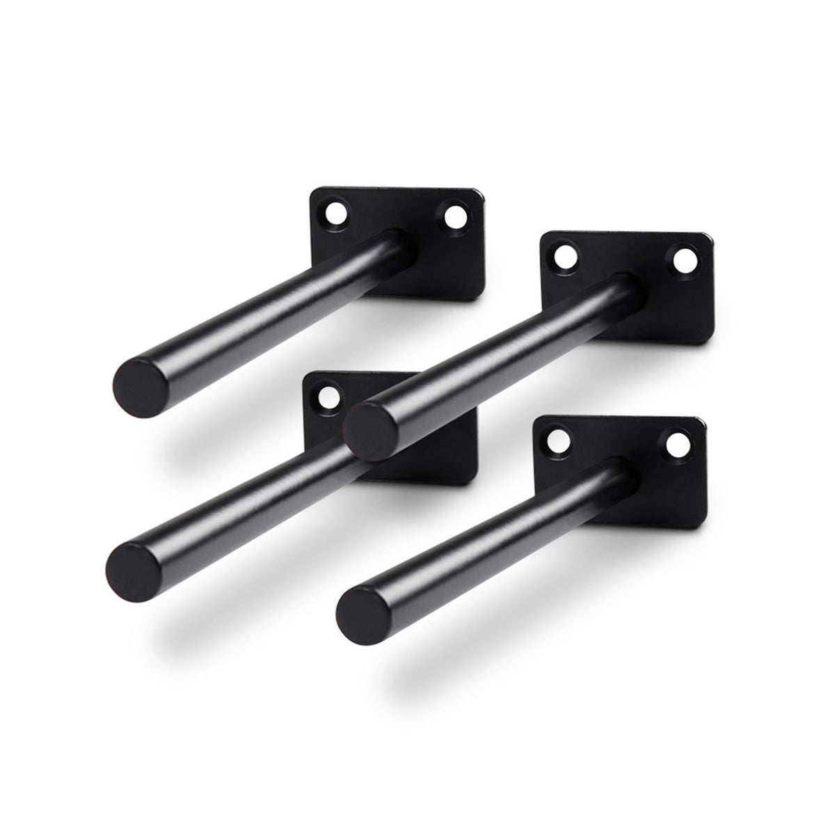 4 PCS Hidden Floating Shelf Bracket Round Wall Mount Shelf Supports Invisible Fixed Floating Holder A 01 2 Holes Black 150mm