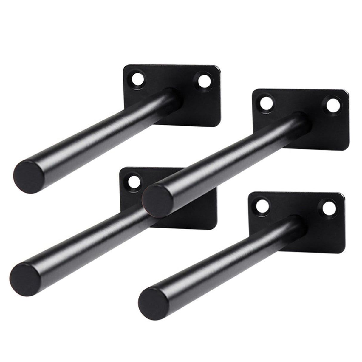 4 PCS Hidden Floating Shelf Bracket Round Wall Mount Shelf Supports Invisible Fixed Floating Holder A 01 2 Holes Black 150mm