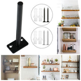4 PCS Hidden Floating Shelf Bracket Round Wall Mount Shelf Supports Invisible Fixed Floating Holder A 01 2 Holes Black 150mm - 45-Degree Angle