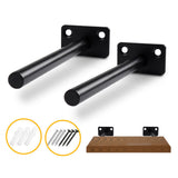 4 PCS Hidden Floating Shelf Bracket Round Wall Mount Shelf Supports Invisible Fixed Floating Holder A 01 2 Holes Black 150mm - Rear View