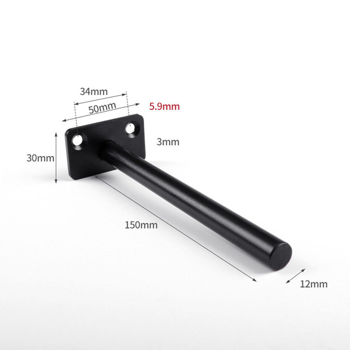 4 PCS Hidden Floating Shelf Bracket Round Wall Mount Shelf Supports Invisible Fixed Floating Holder A 01 2 Holes Black 150mm