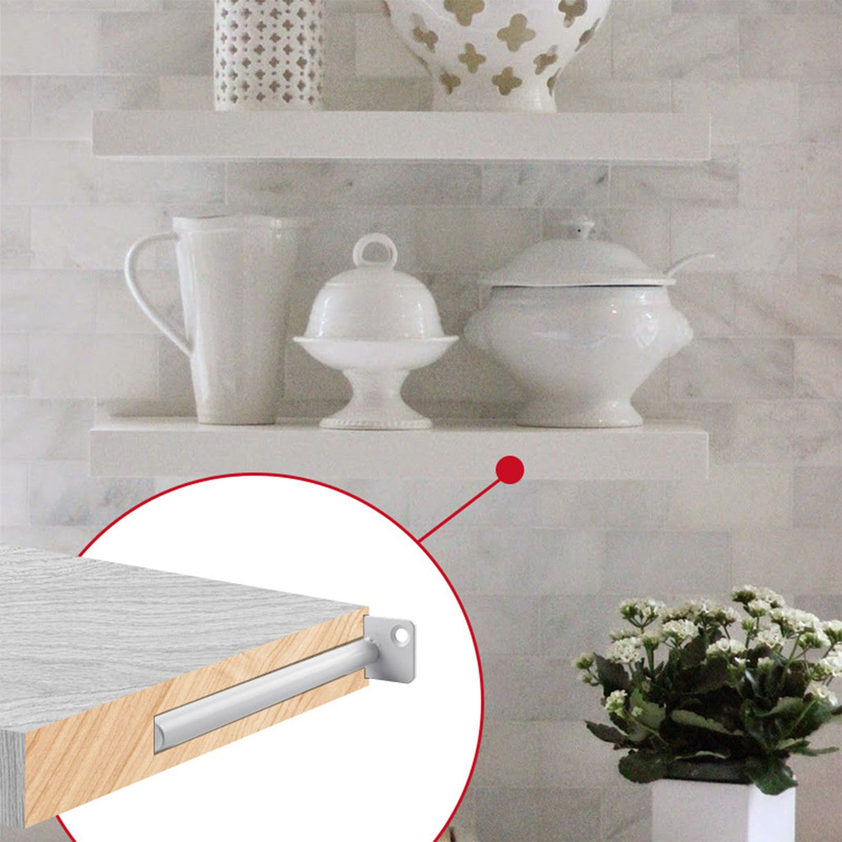 4 PCS Hidden Floating Shelf Bracket Round Wall Mount Shelf Supports Invisible Fixed Floating Holder A 01 2 Holes Black 150mm