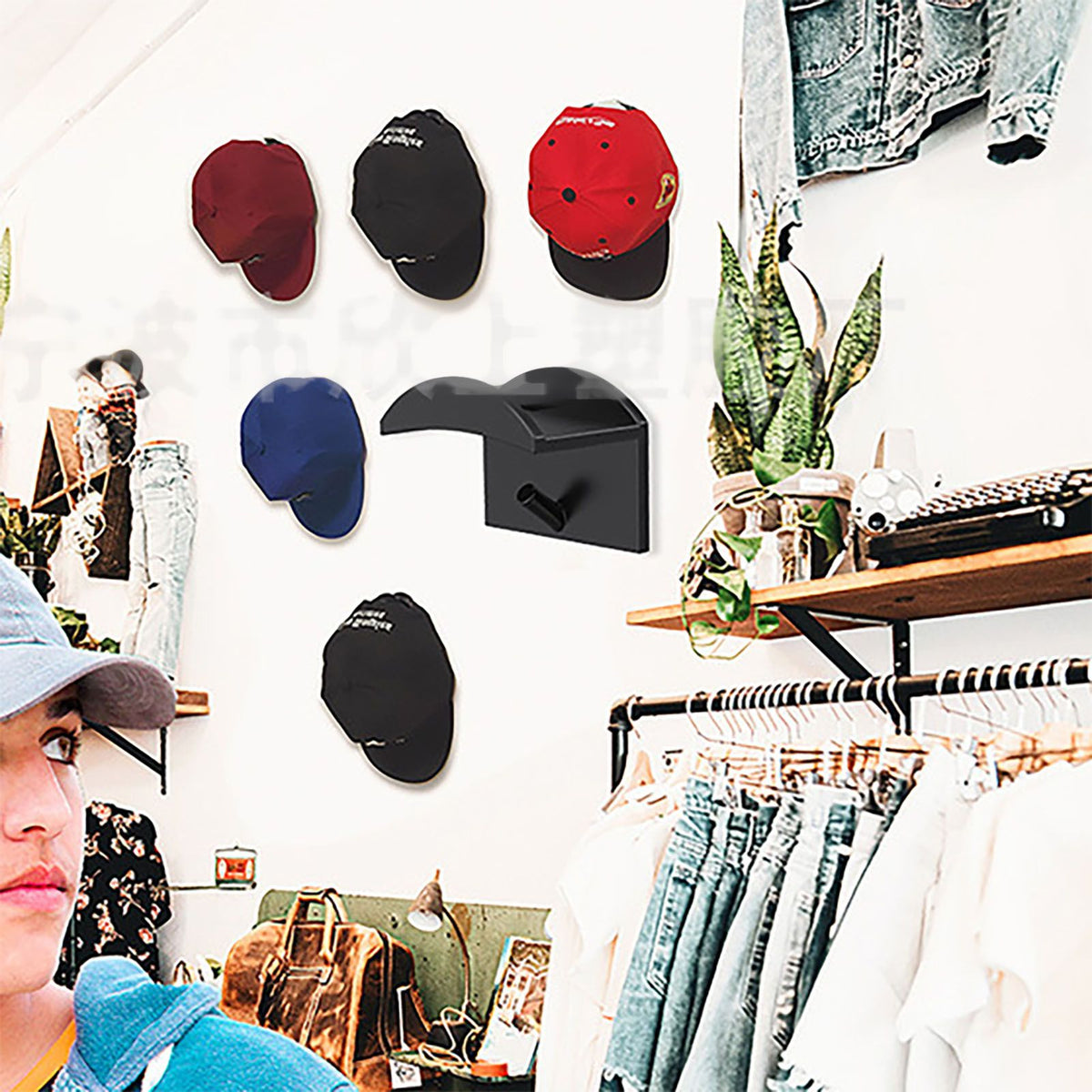 10PCS Adhesive Hat Hooks Modern Minimalist Strong Transparent Adhesive Hat Rack for Wall Black