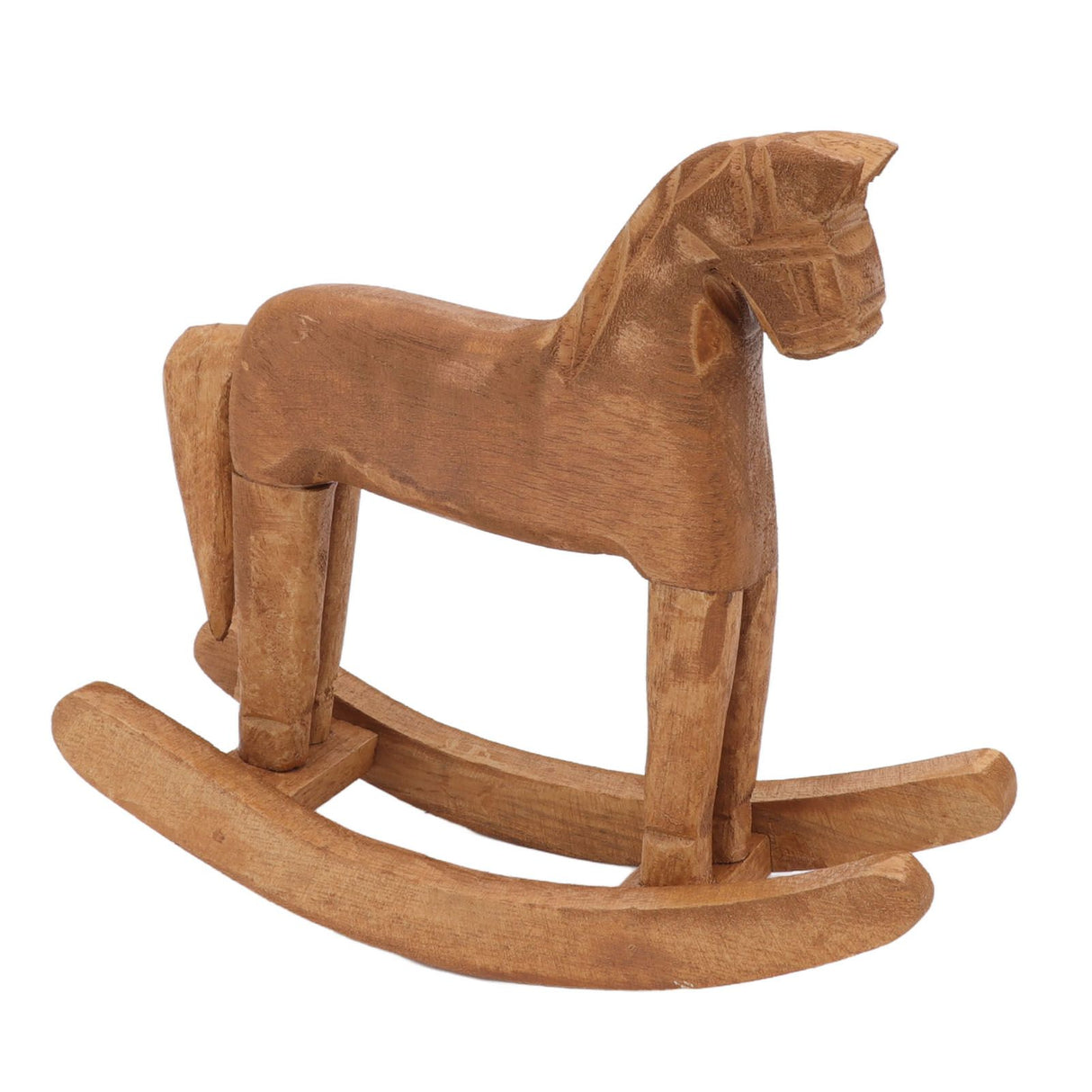 Wooden Rocking Horse Ancient Lucky Hand Carved Trojan Horse Table Decoration for Home Hall Office Bedroom