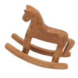 Wooden Rocking Horse Ancient Lucky Hand Carved Trojan Horse Table Decoration for Home Hall Office Bedroom - Side View