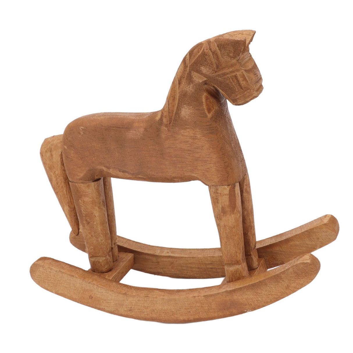 Wooden Rocking Horse Ancient Lucky Hand Carved Trojan Horse Table Decoration for Home Hall Office Bedroom