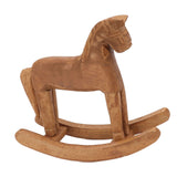 Wooden Rocking Horse Ancient Lucky Hand Carved Trojan Horse Table Decoration for Home Hall Office Bedroom