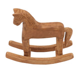 Wooden Rocking Horse Ancient Lucky Hand Carved Trojan Horse Table Decoration for Home Hall Office Bedroom - Close-Up Angle