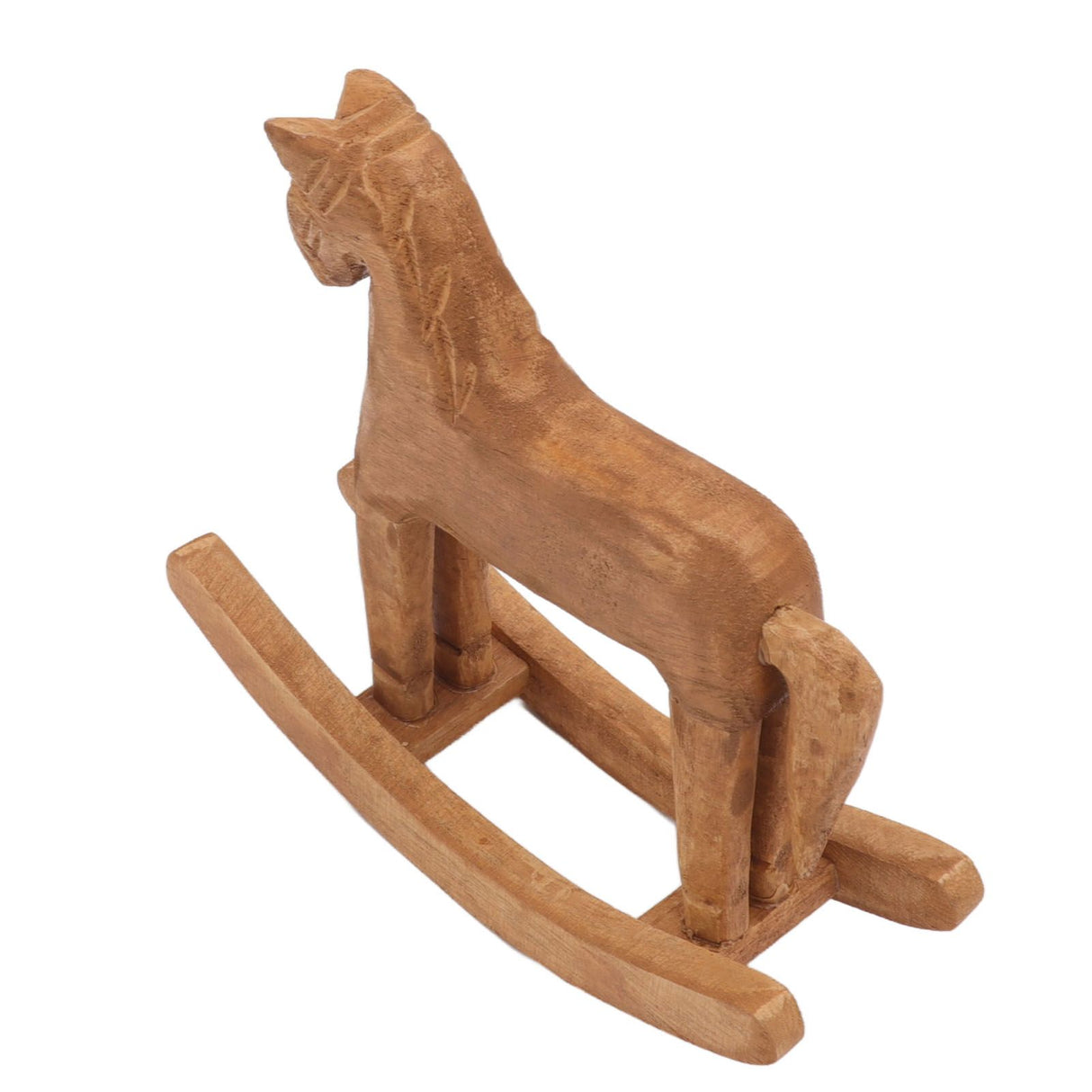 Wooden Rocking Horse Ancient Lucky Hand Carved Trojan Horse Table Decoration for Home Hall Office Bedroom