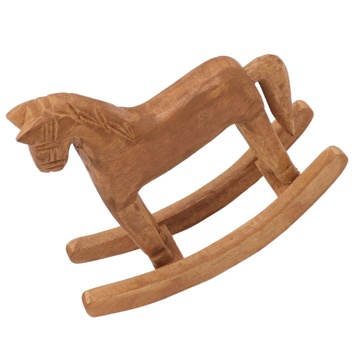 Wooden Rocking Horse Ancient Lucky Hand Carved Trojan Horse Table Decoration for Home Hall Office Bedroom