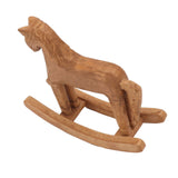 Wooden Rocking Horse Ancient Lucky Hand Carved Trojan Horse Table Decoration for Home Hall Office Bedroom