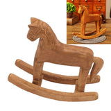 Wooden Rocking Horse Ancient Lucky Hand Carved Trojan Horse Table Decoration for Home Hall Office Bedroom