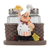 Chef Stature Holder Decorative Synthetic Resin Ingenious Vivid Chef Figurine Holder with 2 Glass Sauce Bottle