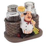 Chef Stature Holder Decorative Synthetic Resin Ingenious Vivid Chef Figurine Holder with 2 Glass Sauce Bottle