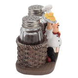 Chef Stature Holder Decorative Synthetic Resin Ingenious Vivid Chef Figurine Holder with 2 Glass Sauce Bottle