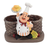 Chef Stature Holder Decorative Synthetic Resin Ingenious Vivid Chef Figurine Holder with 2 Glass Sauce Bottle
