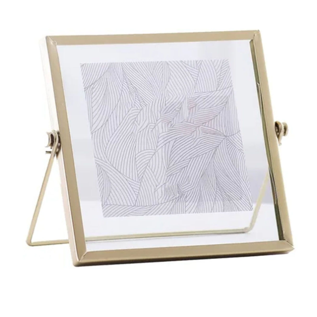 Photo Frame Display Transparent Glass Iron Support Tabletop Dried Flower Frame for Home Decorations 4 Inches
