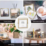 Photo Frame Display Transparent Glass Iron Support Tabletop Dried Flower Frame for Home Decorations 4 Inches - Extra Image