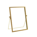 Photo Frame Display Transparent Glass Iron Support Tabletop Dried Flower Frame for Home Decorations 6 Inches