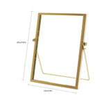 Photo Frame Display Transparent Glass Iron Support Tabletop Dried Flower Frame for Home Decorations 6 Inches - Side View