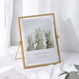 Photo Frame Display Transparent Glass Iron Support Tabletop Dried Flower Frame for Home Decorations 6 Inches - Top-Down View