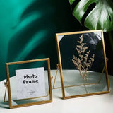 Photo Frame Display Transparent Glass Iron Support Tabletop Dried Flower Frame for Home Decorations 6 Inches - Rear View