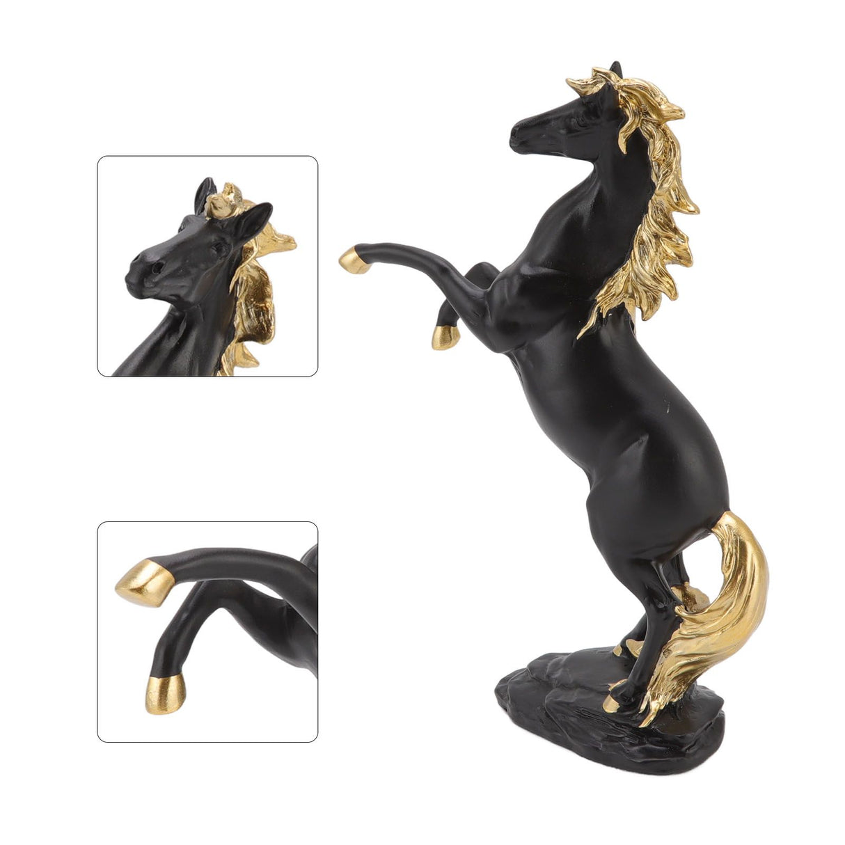 Horse Sculpture Ornament Decorative Auspicious Wealth Craft Resin Standing Horse Statue for Cabinet Living Room Office