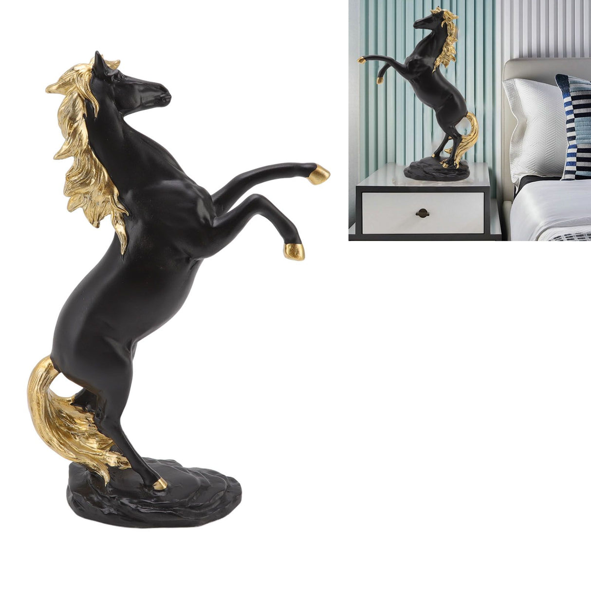 Horse Sculpture Ornament Decorative Auspicious Wealth Craft Resin Standing Horse Statue for Cabinet Living Room Office