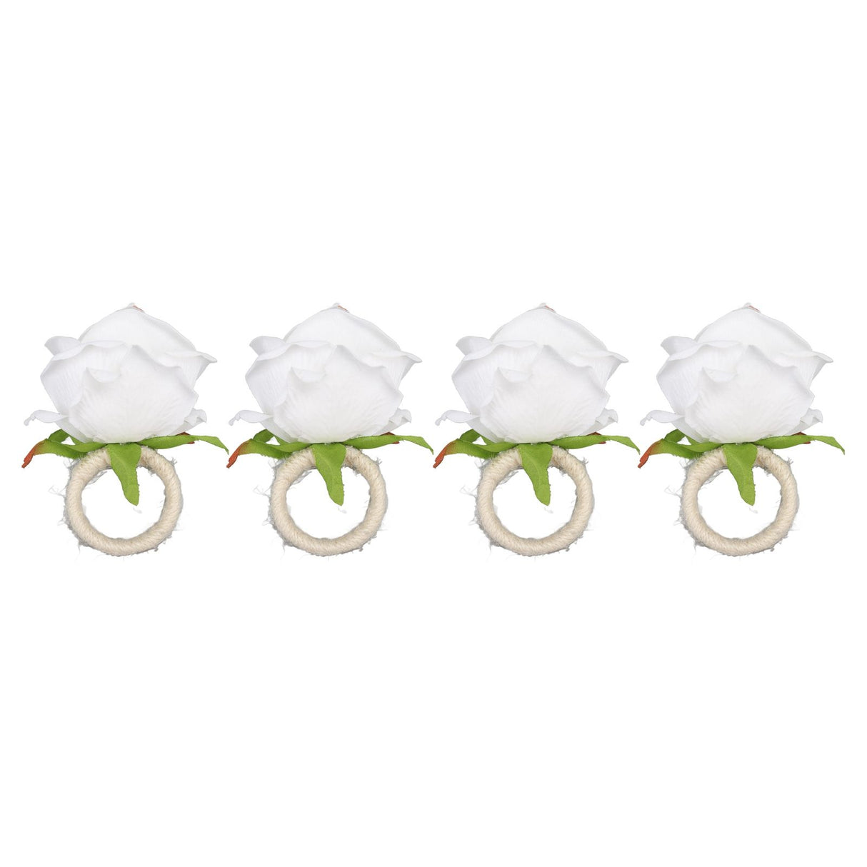 4PCS Rose Napkin Ring Simulated Plastic Reusable Vine Design Napkin Holder Ring for Restaurant White