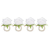 4PCS Rose Napkin Ring Simulated Plastic Reusable Vine Design Napkin Holder Ring for Restaurant White