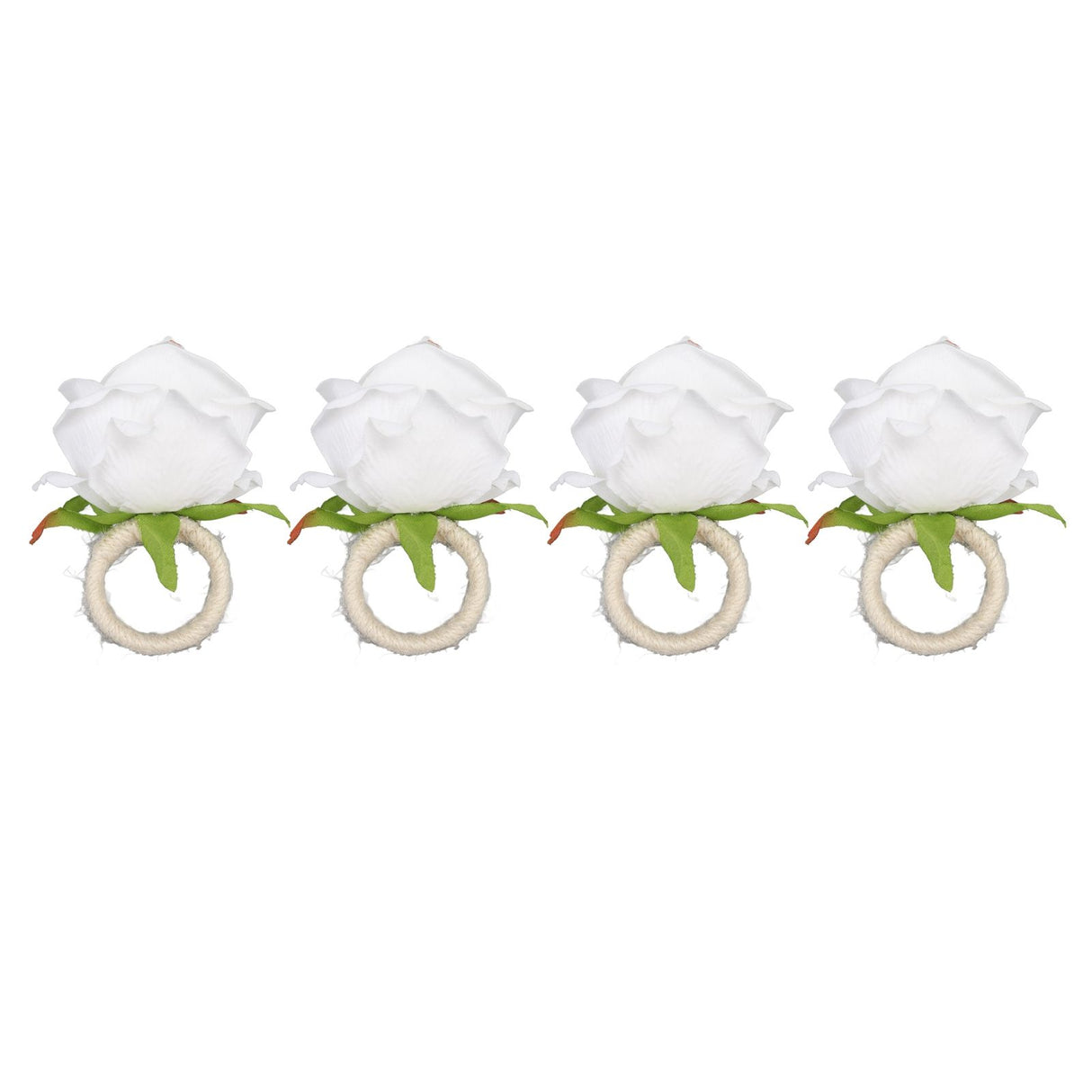 4PCS Rose Napkin Ring Simulated Plastic Reusable Vine Design Napkin Holder Ring for Restaurant White