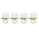 4PCS Rose Napkin Ring Simulated Plastic Reusable Vine Design Napkin Holder Ring for Restaurant White