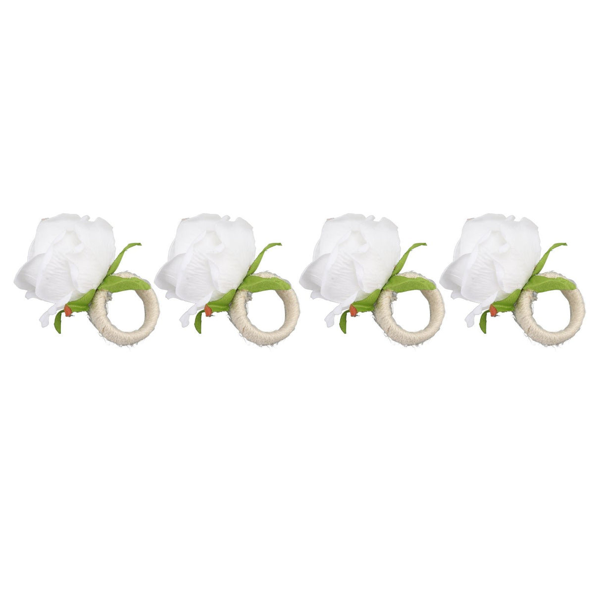 4PCS Rose Napkin Ring Simulated Plastic Reusable Vine Design Napkin Holder Ring for Restaurant White