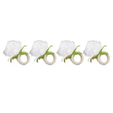 4PCS Rose Napkin Ring Simulated Plastic Reusable Vine Design Napkin Holder Ring for Restaurant White - Top-Down View