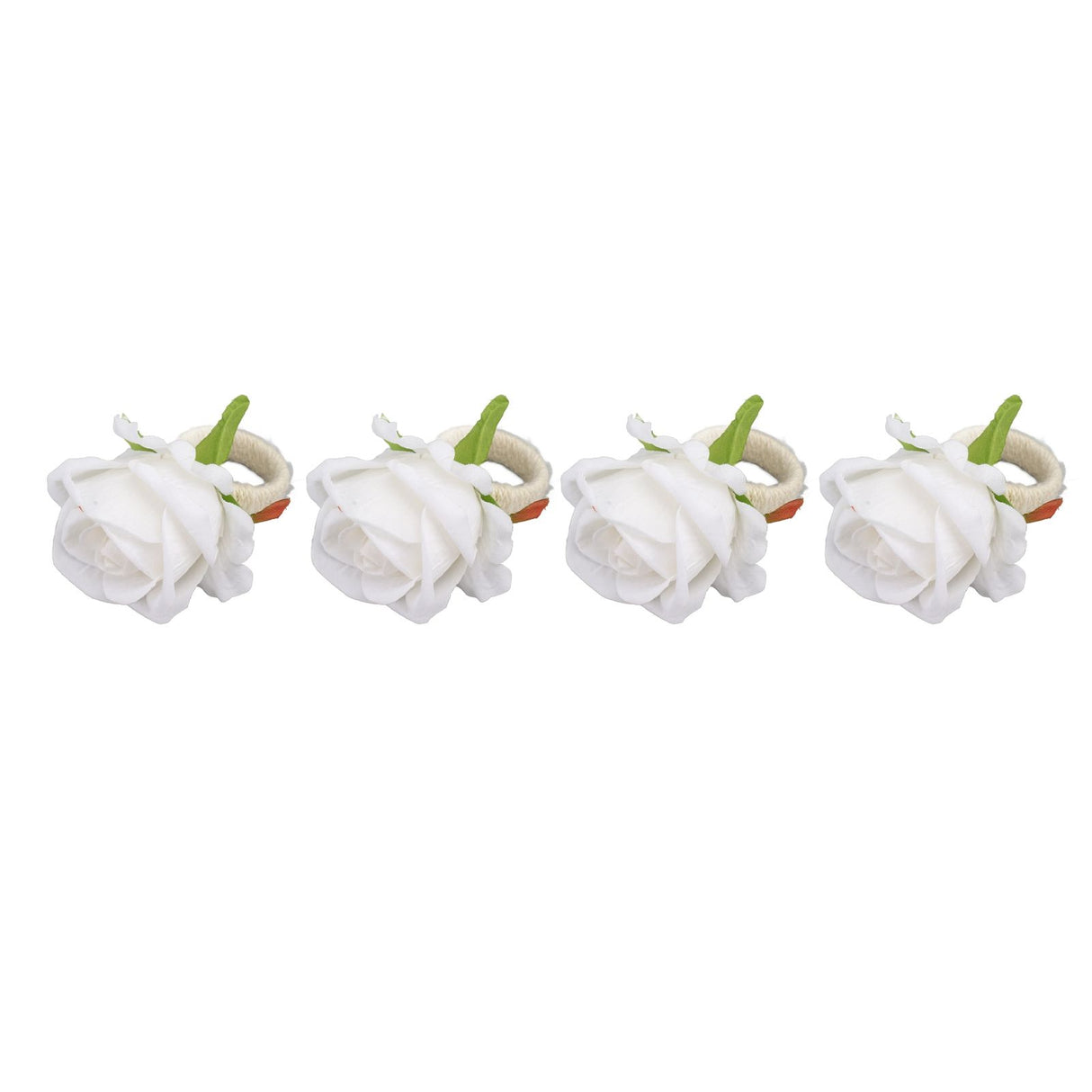 4PCS Rose Napkin Ring Simulated Plastic Reusable Vine Design Napkin Holder Ring for Restaurant White