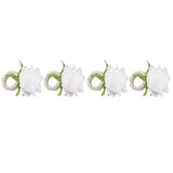 4PCS Rose Napkin Ring Simulated Plastic Reusable Vine Design Napkin Holder Ring for Restaurant White