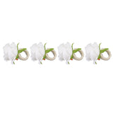 4PCS Rose Napkin Ring Simulated Plastic Reusable Vine Design Napkin Holder Ring for Restaurant White - Low Angle