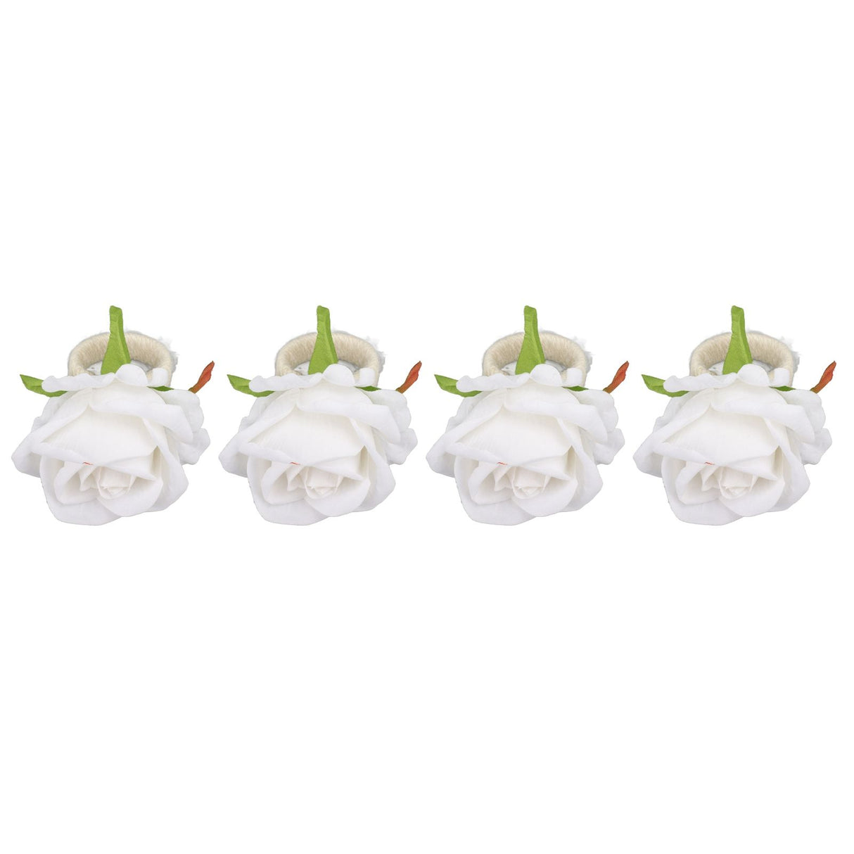4PCS Rose Napkin Ring Simulated Plastic Reusable Vine Design Napkin Holder Ring for Restaurant White
