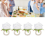 4PCS Rose Napkin Ring Simulated Plastic Reusable Vine Design Napkin Holder Ring for Restaurant White - Extra Image