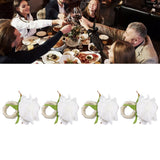 4PCS Rose Napkin Ring Simulated Plastic Reusable Vine Design Napkin Holder Ring for Restaurant White - Extra Image