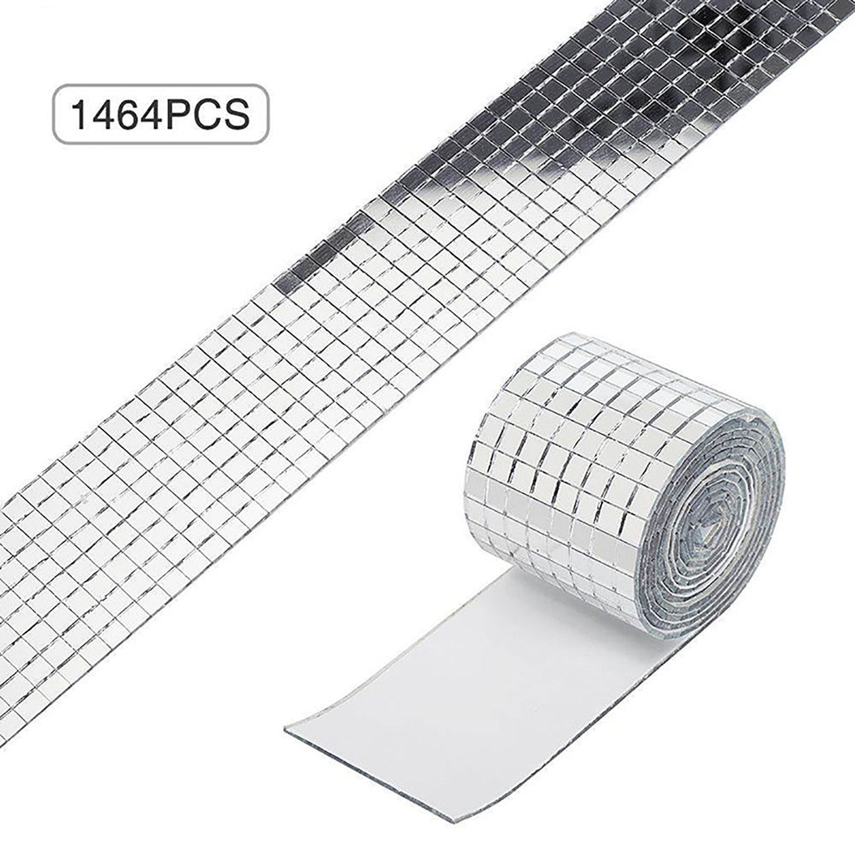 3PCS Mirror Mosaic Tiles Silver 1464 Grains Acrylic Self Adhesive 4x100cm Mirror Tiles Sticker for Handmade Crafts