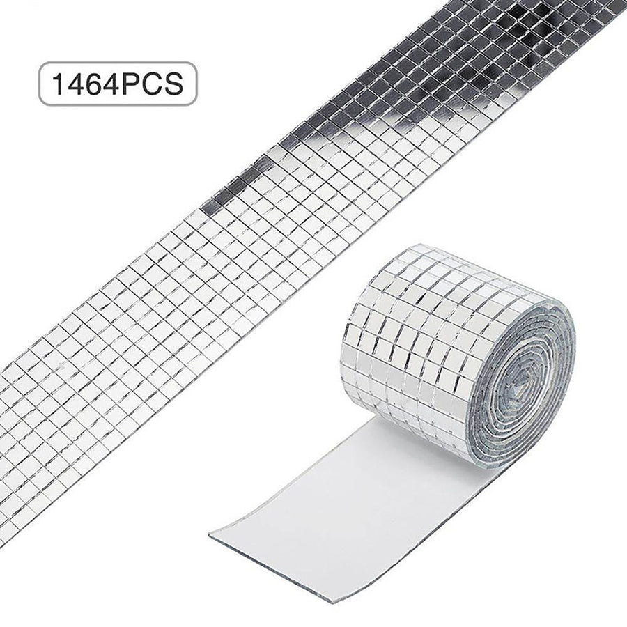 3PCS Mirror Mosaic Tiles Silver 1464 Grains Acrylic Self Adhesive 4x100cm Mirror Tiles Sticker for Handmade Crafts