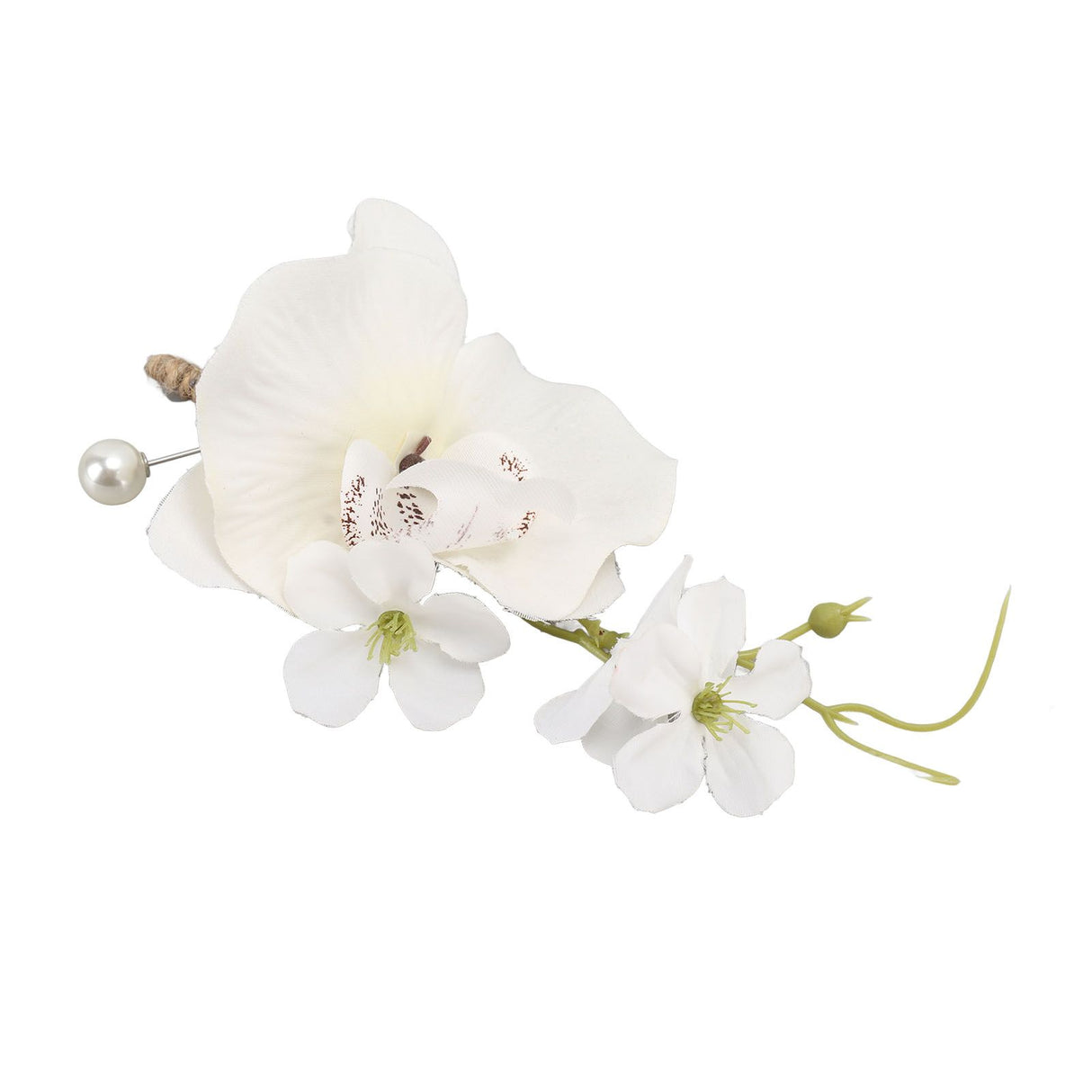 5 Pcs Groom Boutonniere Elegant Men Wedding Flower Lifelike Permanent Reusable Artificial Brooch Flower White