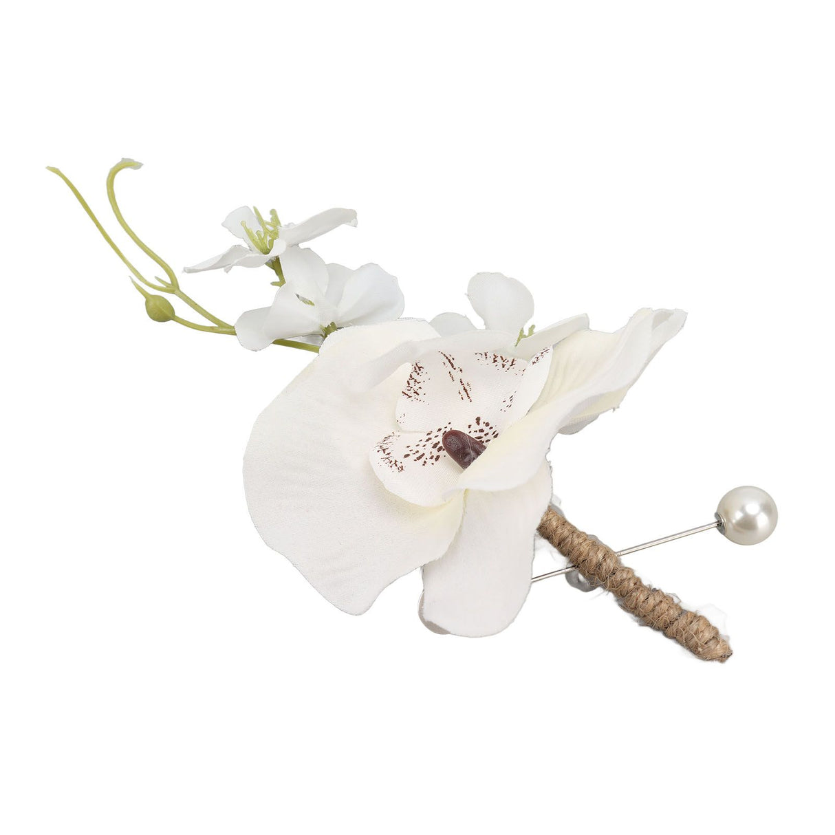 5 Pcs Groom Boutonniere Elegant Men Wedding Flower Lifelike Permanent Reusable Artificial Brooch Flower White