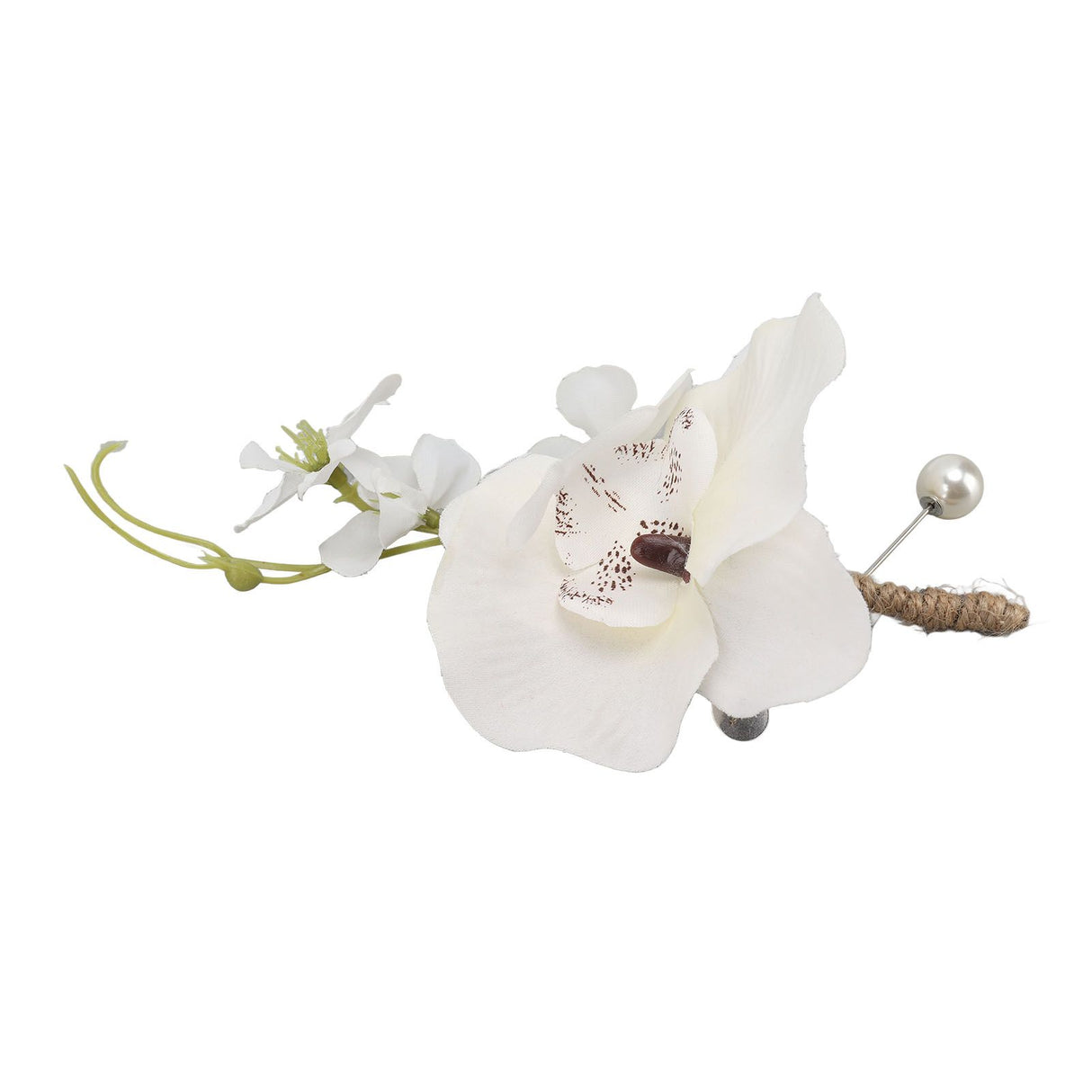 5 Pcs Groom Boutonniere Elegant Men Wedding Flower Lifelike Permanent Reusable Artificial Brooch Flower White