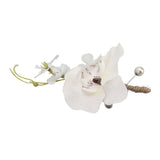 5 Pcs Groom Boutonniere Elegant Men Wedding Flower Lifelike Permanent Reusable Artificial Brooch Flower White