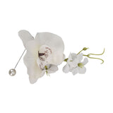 5 Pcs Groom Boutonniere Elegant Men Wedding Flower Lifelike Permanent Reusable Artificial Brooch Flower White