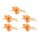 5 Pcs Groom Boutonniere Elegant Men Wedding Flower Lifelike Permanent Reusable Artificial Brooch Flower Orange