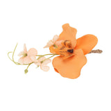 5 Pcs Groom Boutonniere Elegant Men Wedding Flower Lifelike Permanent Reusable Artificial Brooch Flower Orange - Top-Down View