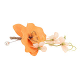 5 Pcs Groom Boutonniere Elegant Men Wedding Flower Lifelike Permanent Reusable Artificial Brooch Flower Orange - Close-Up Angle